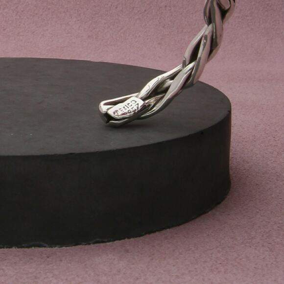 mexico sterling silver vintage braided cuff bracelet size 6.5in - Picture 3 of 3